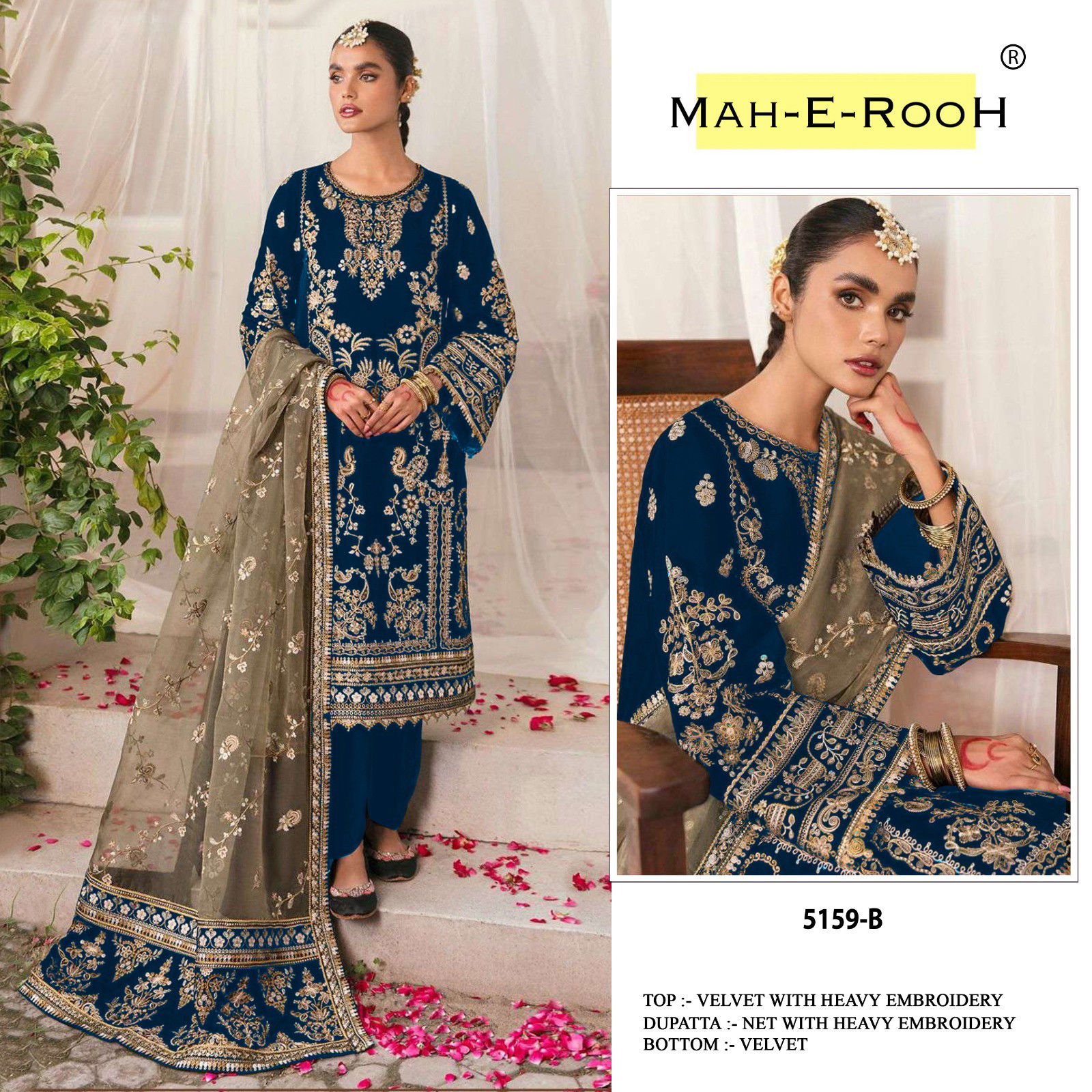 Mah E Rooh 5159 Velvet Embroidered Salwar Kameez Collection